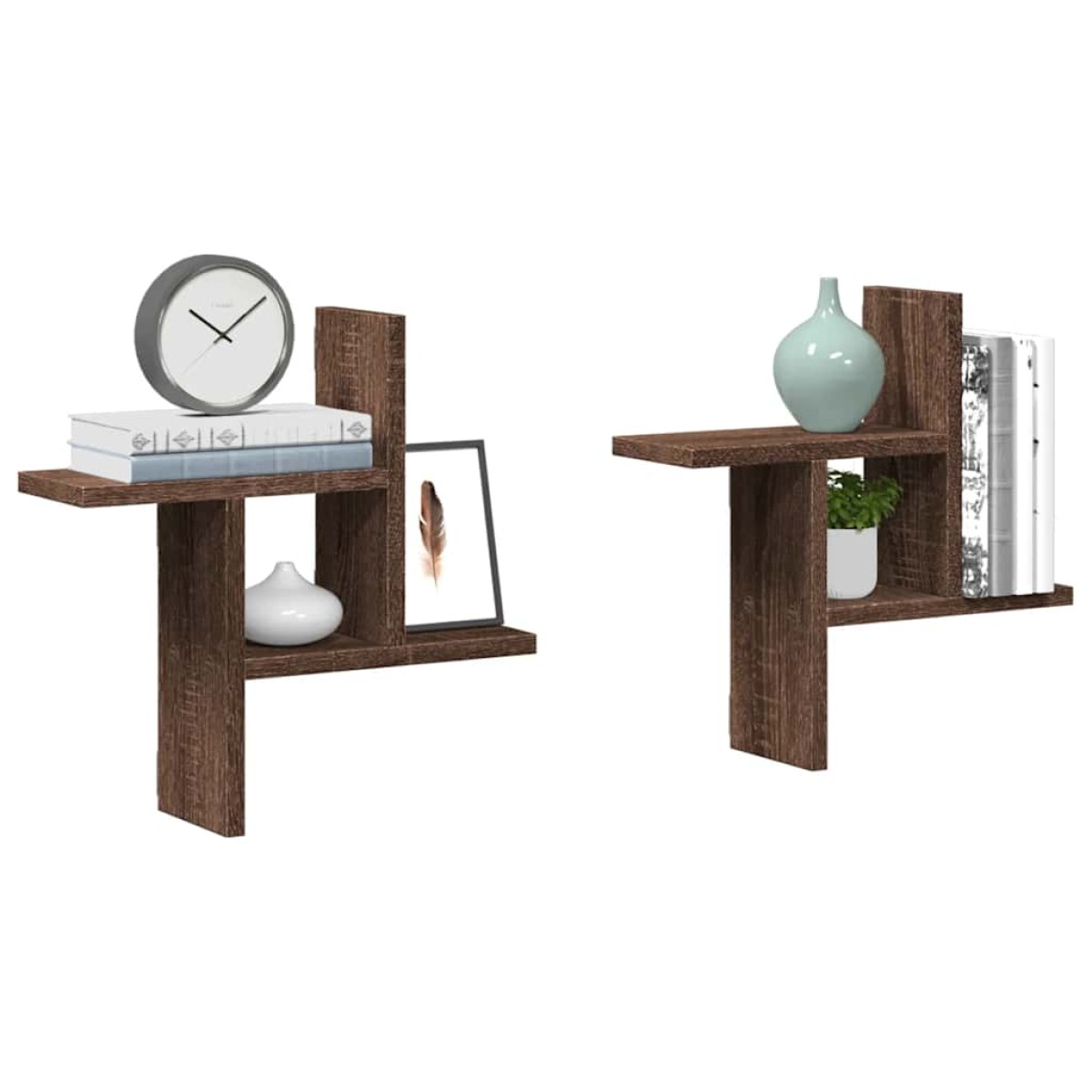 vidaXL Ραφιέρες Τοίχου 2 τεμ. Καφέ Δρυς 38x12x38εκ. Επεξεργασμένο Ξύλο