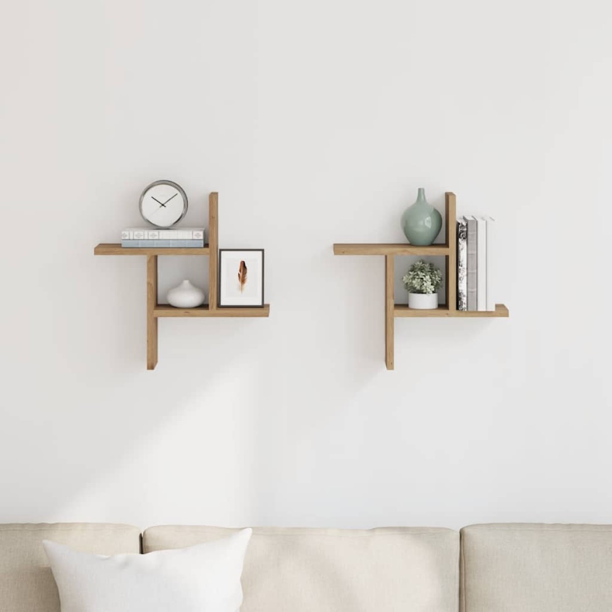 vidaXL Ραφιέρες Τοίχου 2 τεμ. Αρτισιανή Δρυς 38x12x38 εκ. Επεξ. Ξύλο