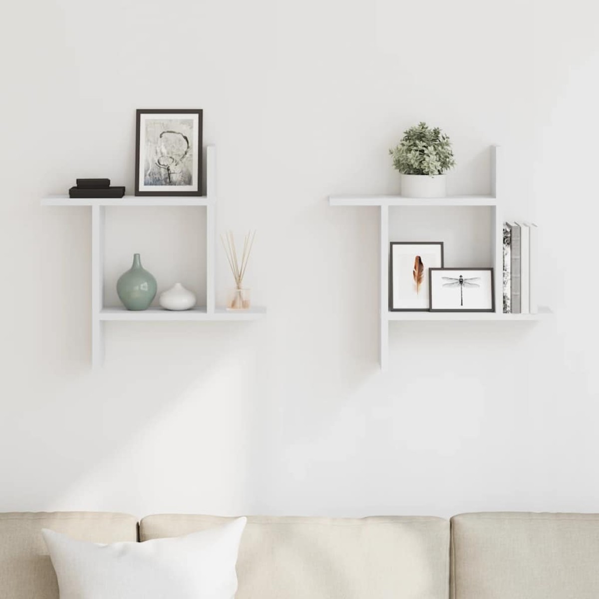 vidaXL Ραφιέρες Τοίχου 2 τεμ. Λευκές 50x12x50 εκ. από Επεξ. Ξύλο
