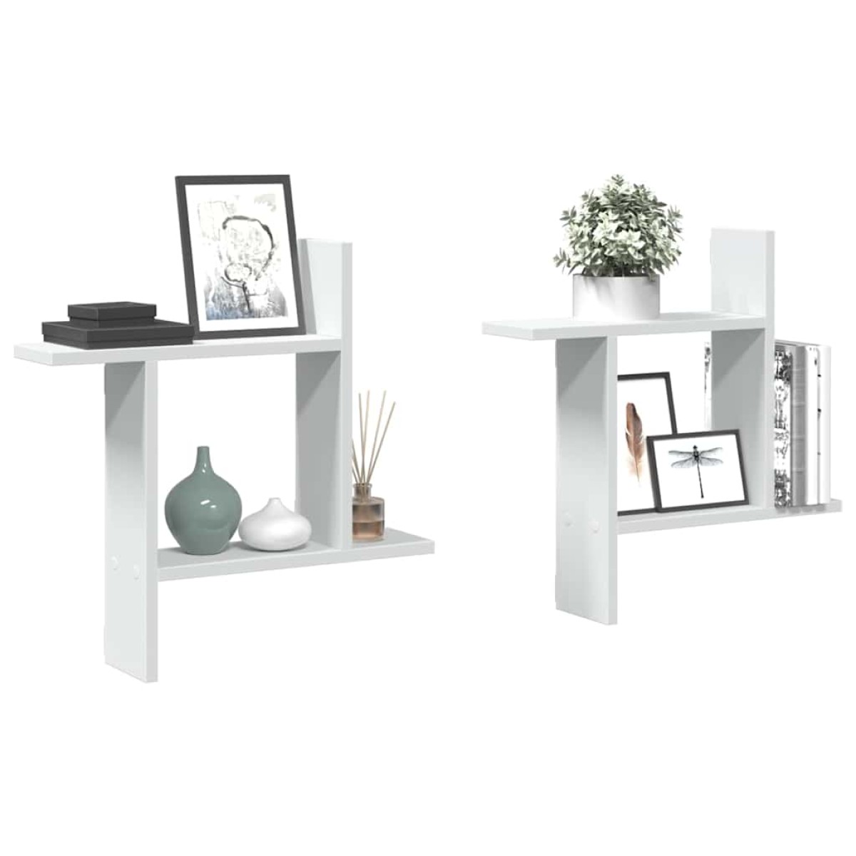 vidaXL Ραφιέρες Τοίχου 2 τεμ. Λευκές 50x12x50 εκ. από Επεξ. Ξύλο