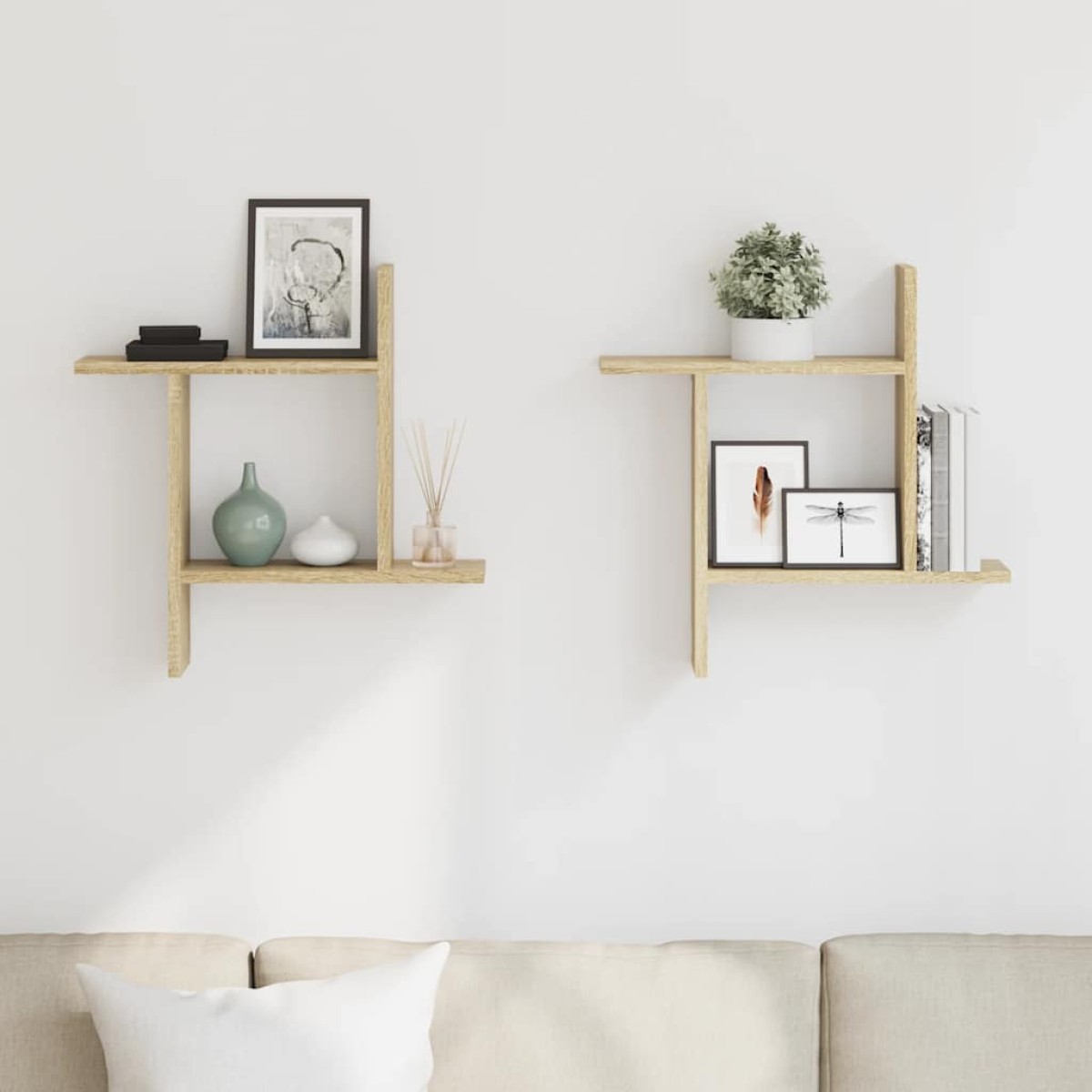 vidaXL Ραφιέρες Τοίχου 2 τεμ. Sonoma Δρυς 50x12x50 εκ. από Επεξ. Ξύλο