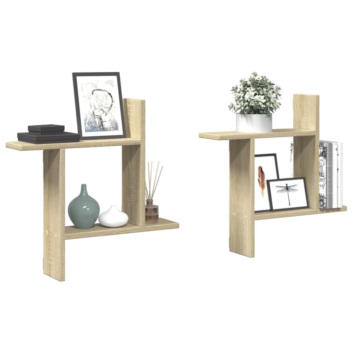 vidaXL Ραφιέρες Τοίχου 2 τεμ. Sonoma Δρυς 50x12x50 εκ. από Επεξ. Ξύλο