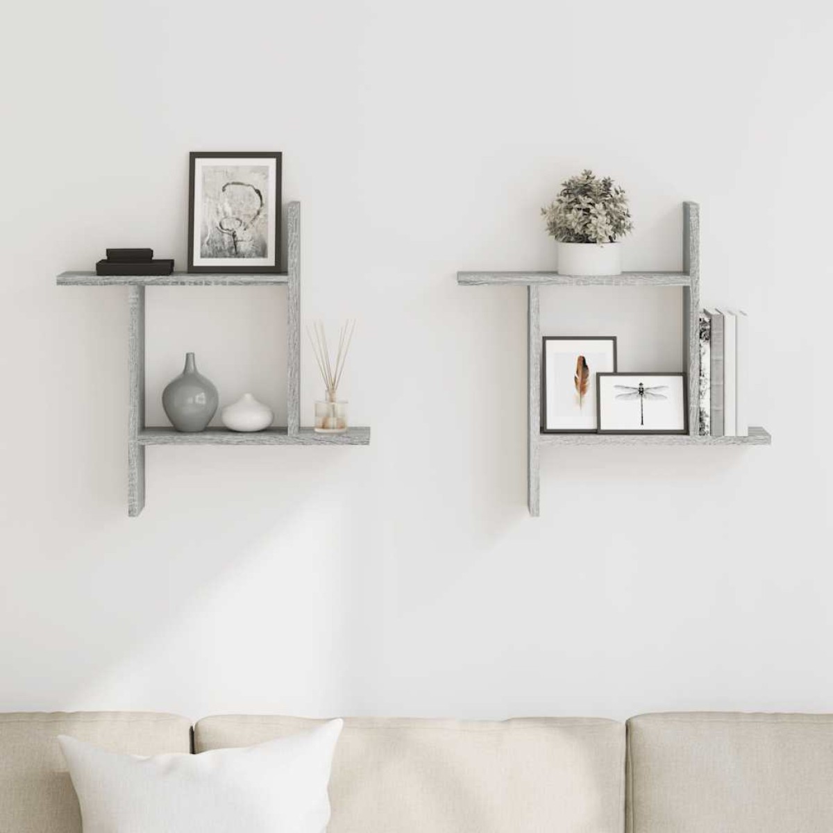 vidaXL Ραφιέρες Τοίχου 2 τεμ. Γκρι Sonoma 50x12x50 εκ. Επεξ. Ξύλο