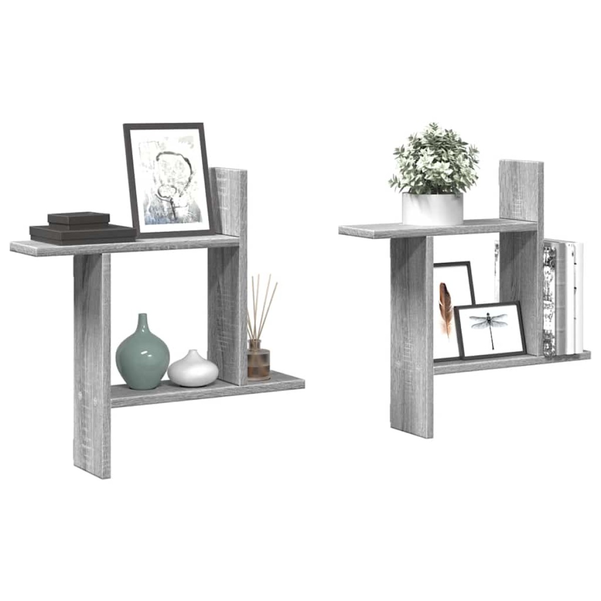vidaXL Ραφιέρες Τοίχου 2 τεμ. Γκρι Sonoma 50x12x50 εκ. Επεξ. Ξύλο