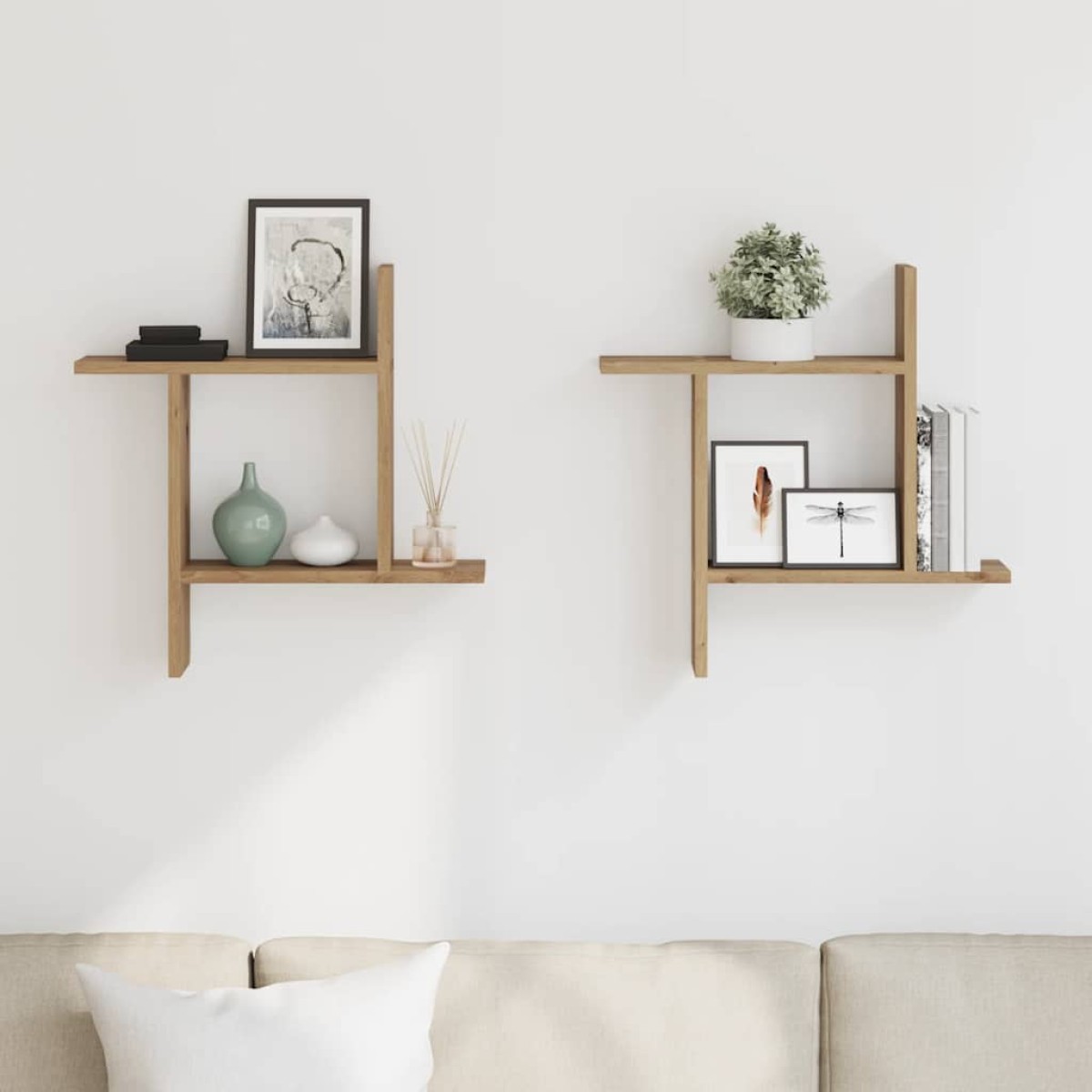 vidaXL Ραφιέρες Τοίχου 2 τεμ. Αρτισιανή Δρυς 50x12x50 εκ. Επεξ. Ξύλο