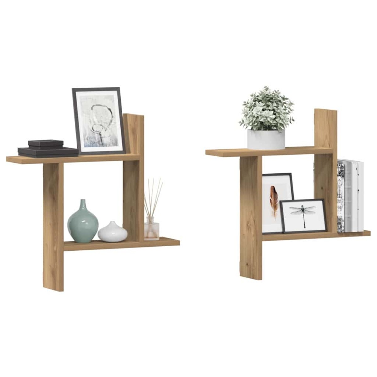 vidaXL Ραφιέρες Τοίχου 2 τεμ. Αρτισιανή Δρυς 50x12x50 εκ. Επεξ. Ξύλο