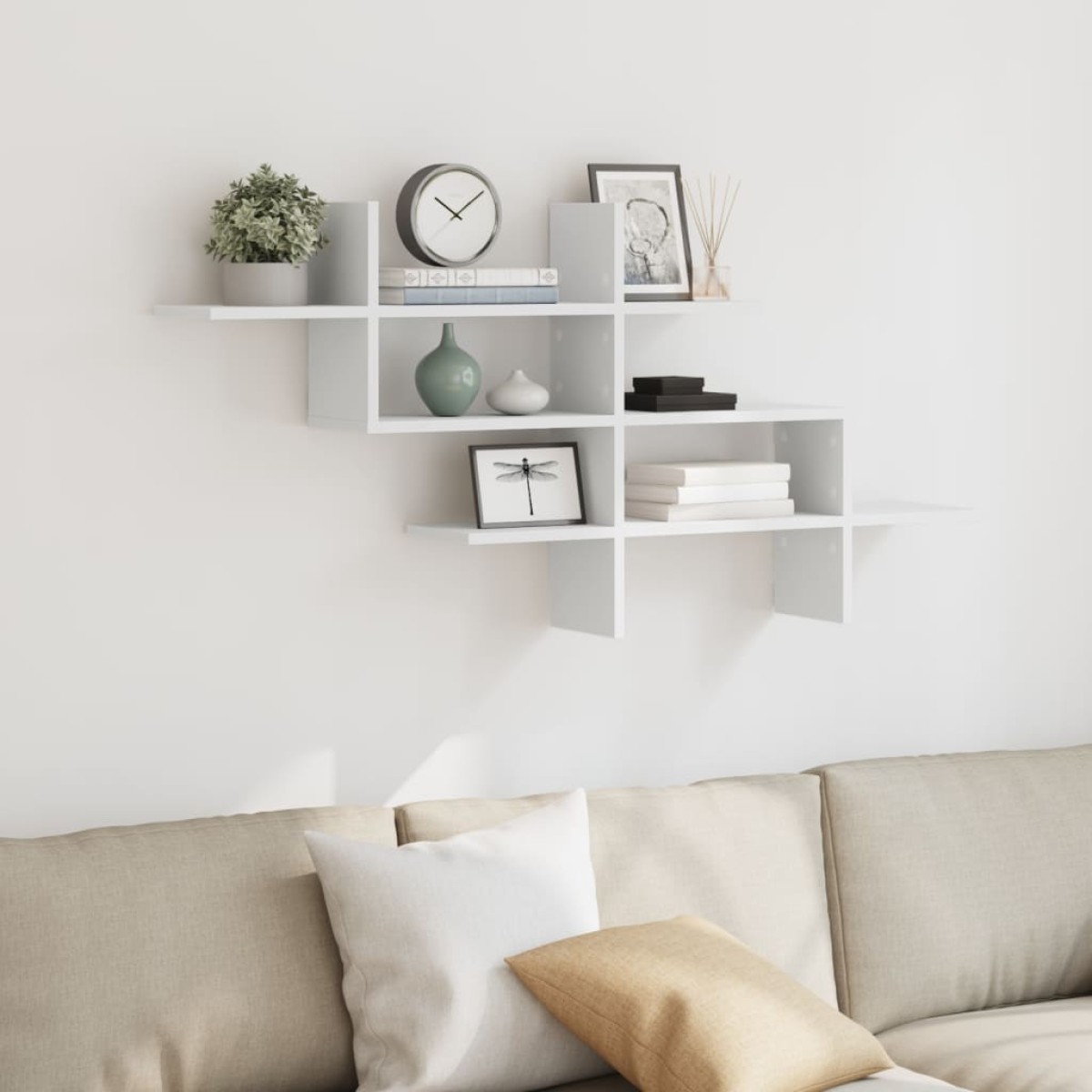 vidaXL Ράφι Τοίχου Λευκό 124,5x18x60,5 εκ. από Επεξεργασμένο Ξύλο