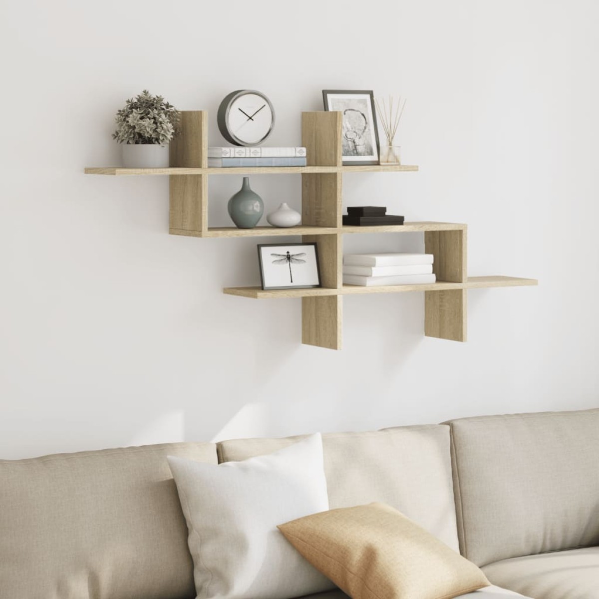 vidaXL Ράφι Τοίχου Sonoma Δρυς 124,5x18x60,5 εκ. από Επεξ. Ξύλο