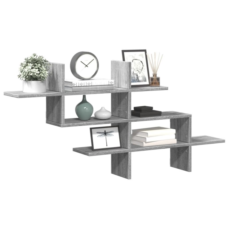 vidaXL Ραφιέρα Τοίχου Γκρι Sonoma 124,5x18x60,5 εκ. Επεξεργασμένο Ξύλο