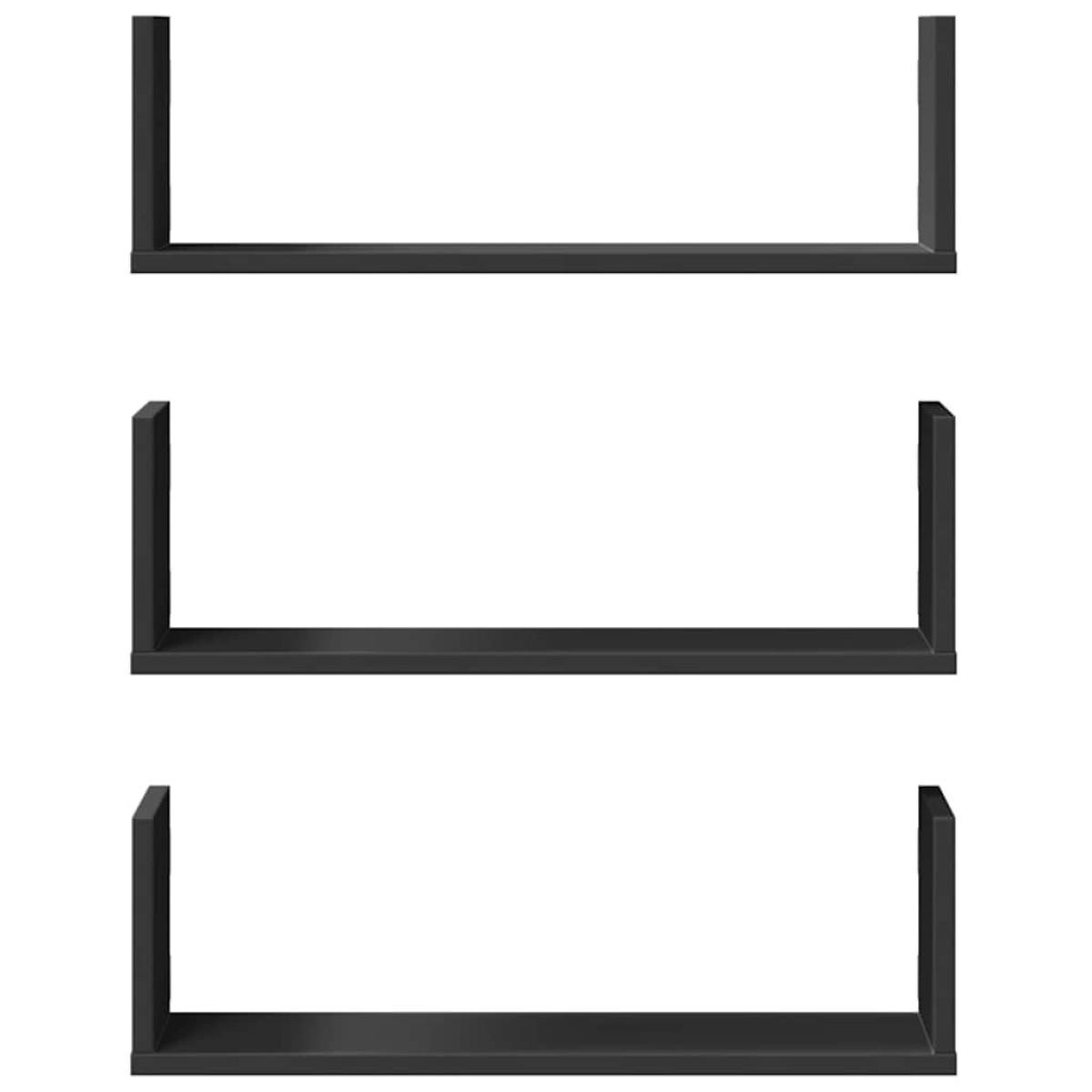 vidaXL Ραφιέρες Τοίχου 3 τεμ. Μαύρες 58x18x18 εκ. από Επεξ. Ξύλο