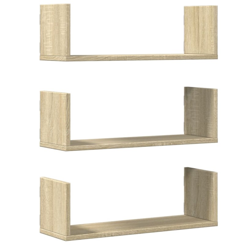 vidaXL Ραφιέρες Τοίχου 3 τεμ. Sonoma Δρυς 58x18x18 εκ. από Επεξ. Ξύλο