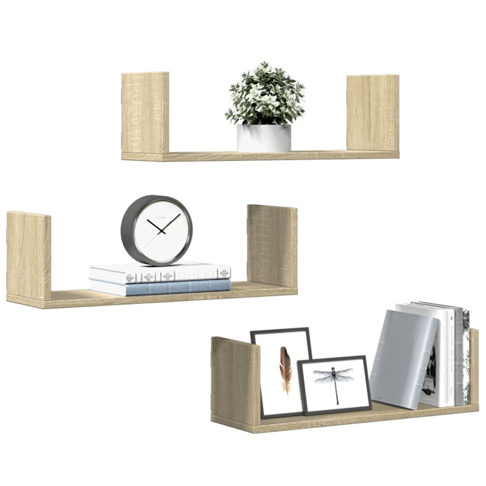 vidaXL Ραφιέρες Τοίχου 3 τεμ. Sonoma Δρυς 58x18x18 εκ. από Επεξ. Ξύλο