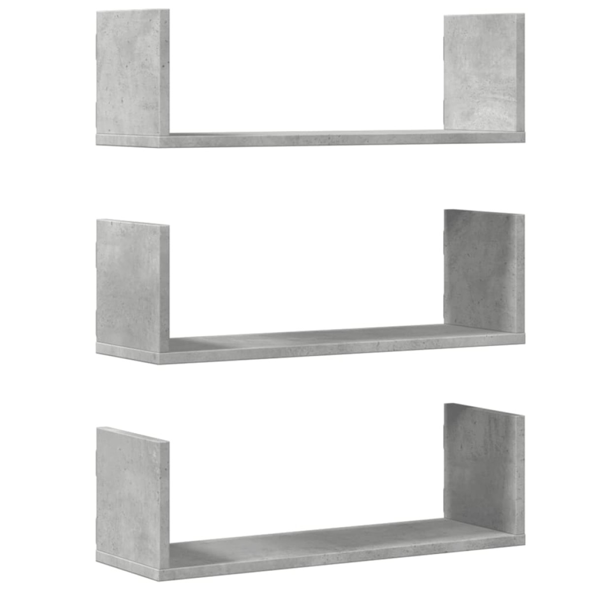 vidaXL Ραφιέρες Τοίχου 3 τεμ. Γκρι Σκυρ. 58x18x18 εκ. Επεξεργ. Ξύλο