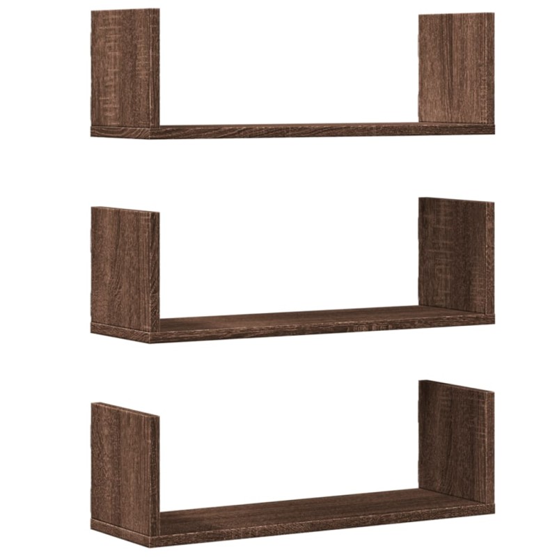 vidaXL Ραφιέρες Τοίχου 3 τεμ. Καφέ Δρυς 58x18x18εκ. Επεξεργασμένο Ξύλο