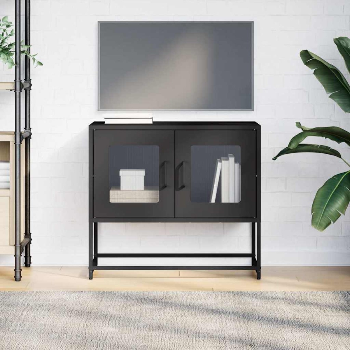 ντουλάπι τηλεόρασης vidaXL Μαύρο 68x39x60,5cm από χάλυβα ψυχρής έλασης