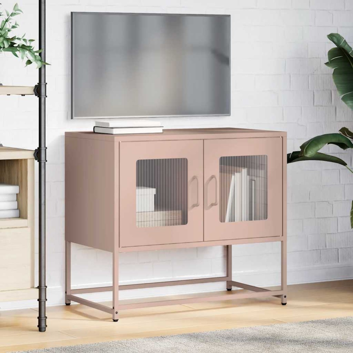 ντουλάπι τηλεόρασης vidaXL Ροζ 68x39x60,5 cm Ατσάλι ψυχρής έλασης