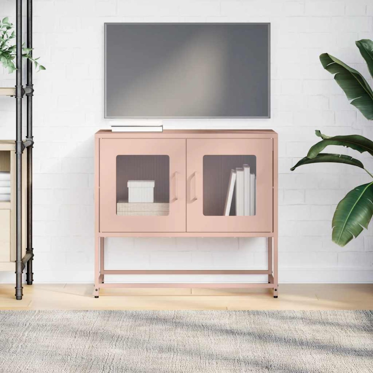 ντουλάπι τηλεόρασης vidaXL Ροζ 68x39x60,5 cm Ατσάλι ψυχρής έλασης