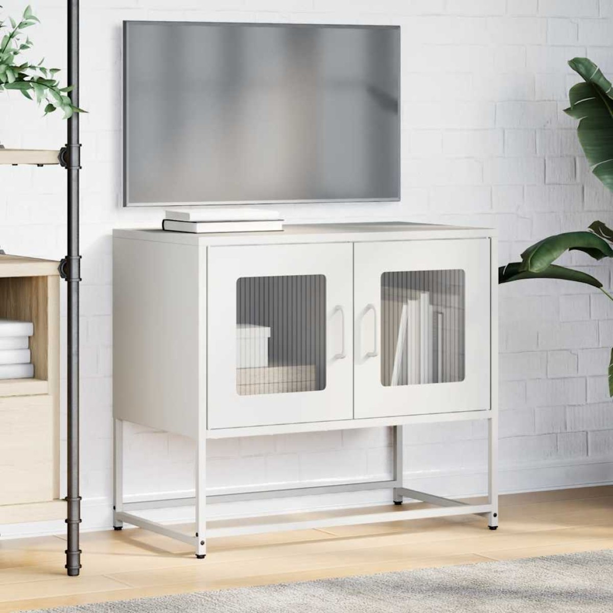 ντουλάπι τηλεόρασης vidaXL Λευκό 68x39x60,5cm από χάλυβα ψυχρής έλασης