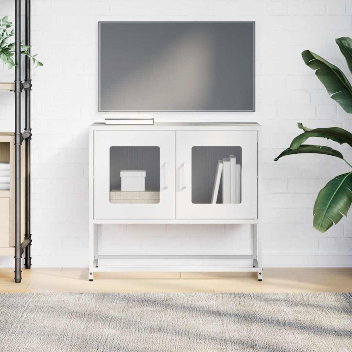 ντουλάπι τηλεόρασης vidaXL Λευκό 68x39x60,5cm από χάλυβα ψυχρής έλασης