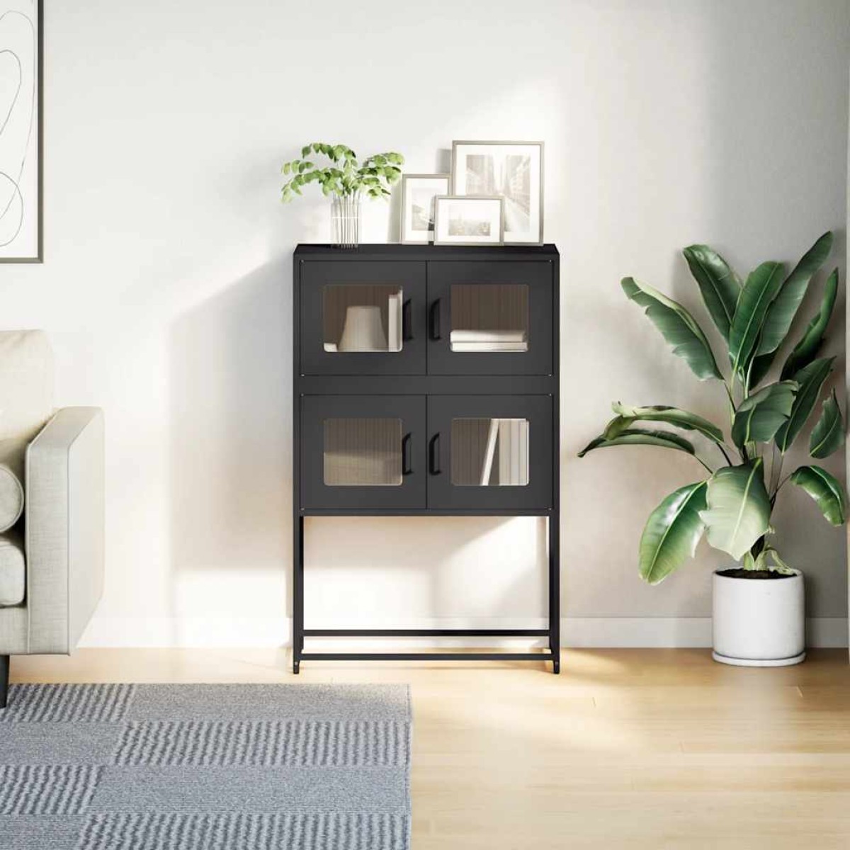 vidaXL Highboard Μαύρο 68x39x107 cm Ατσάλι