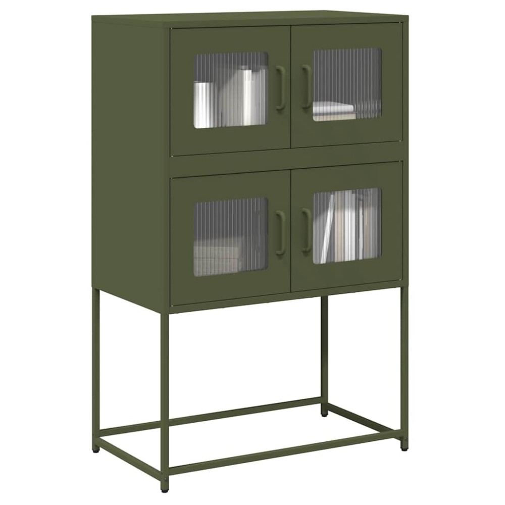 vidaXL Highboard Ελαιοπράσινο 68x39x107 cm Ατσάλι
