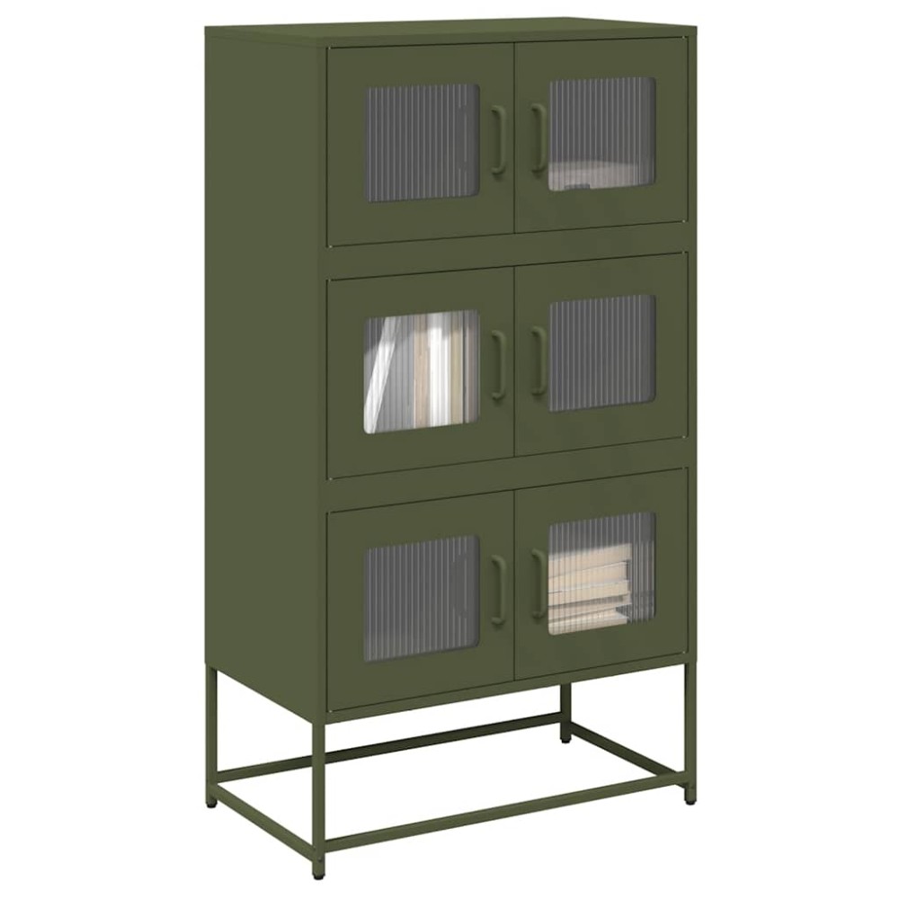 vidaXL Highboard Ελαιοπράσινο 68x39x123 cm Ατσάλι