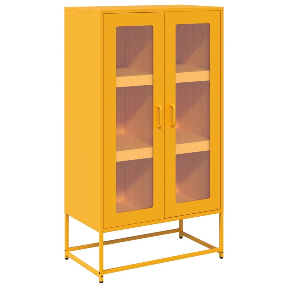 vidaXL Highboard Μουστάρδα κίτρινη 68x39x123 cm Χάλυβας