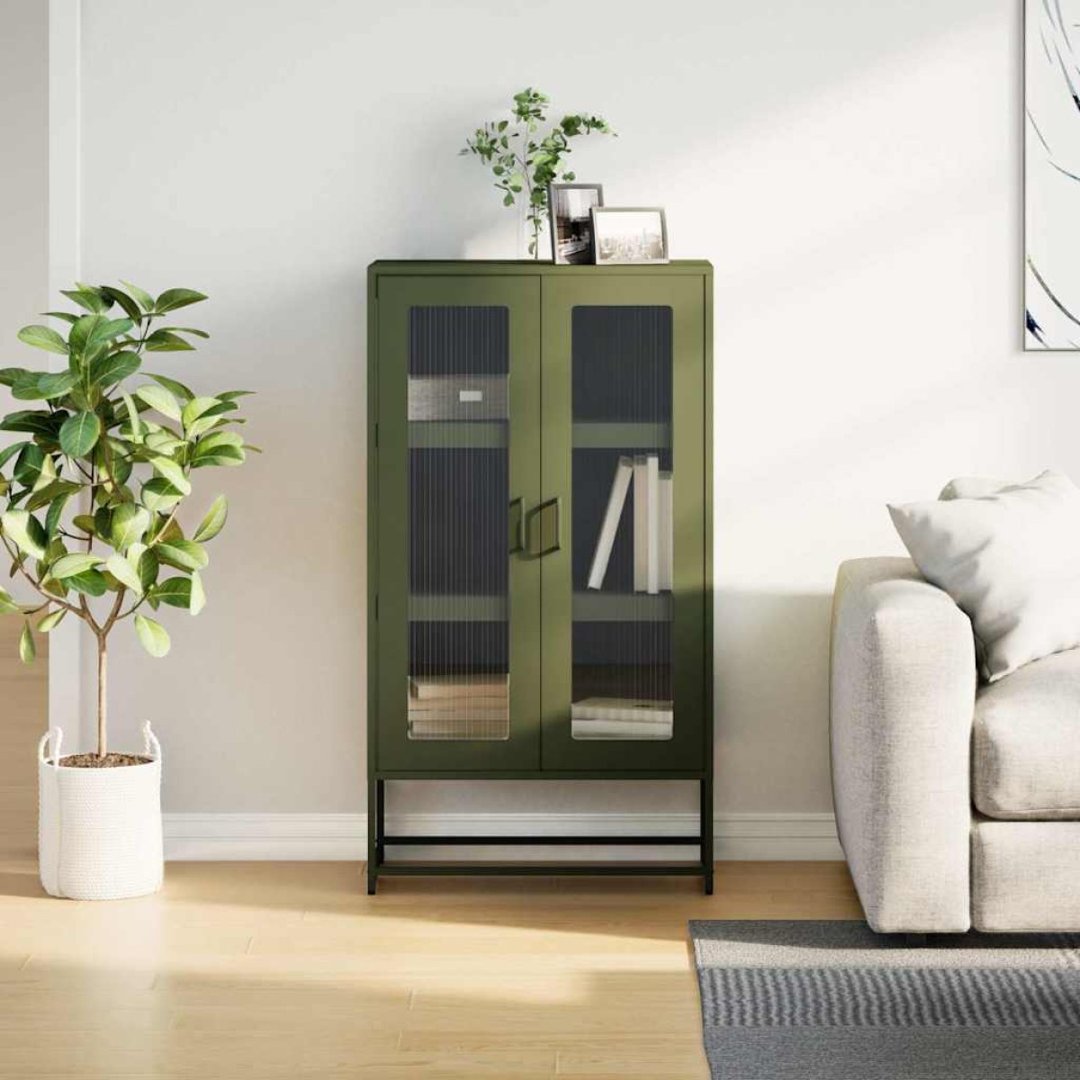 vidaXL Highboard Ελαιοπράσινο 68x39x123 cm Ατσάλι