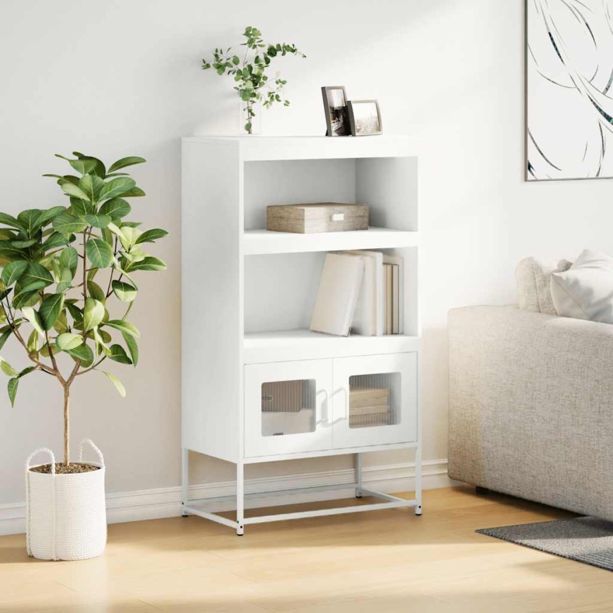 vidaXL Highboard Λευκό 68x39x123 cm Ατσάλι