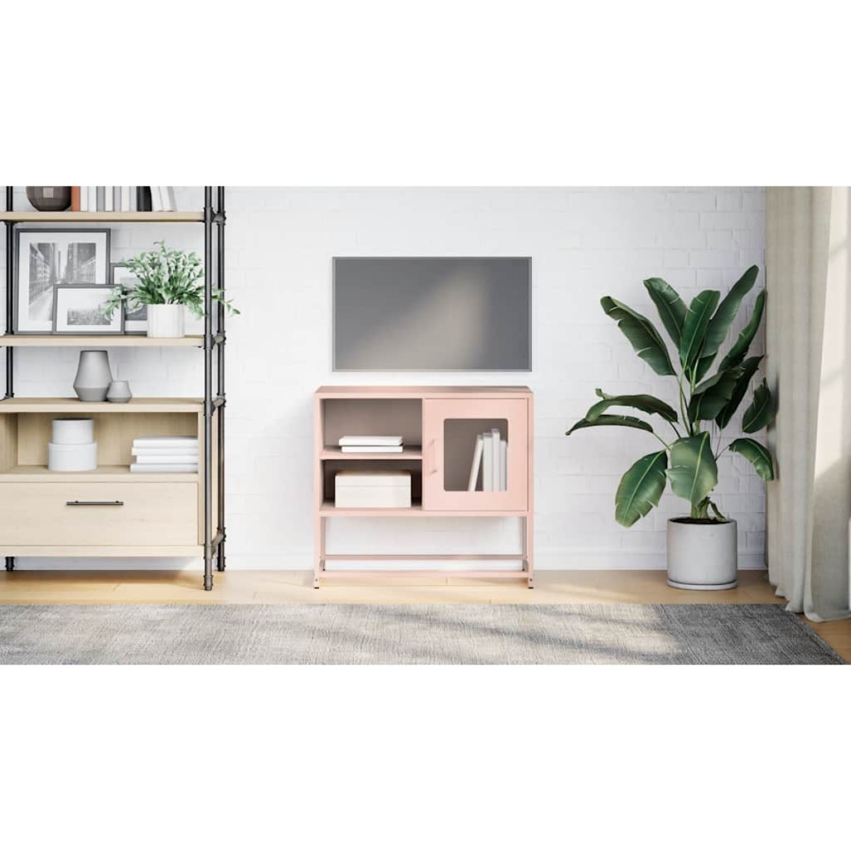 vidaXL Έπιπλο Τηλεόρασης Ροζ 68 x 39 x 60,5 εκ. από Χάλυβα