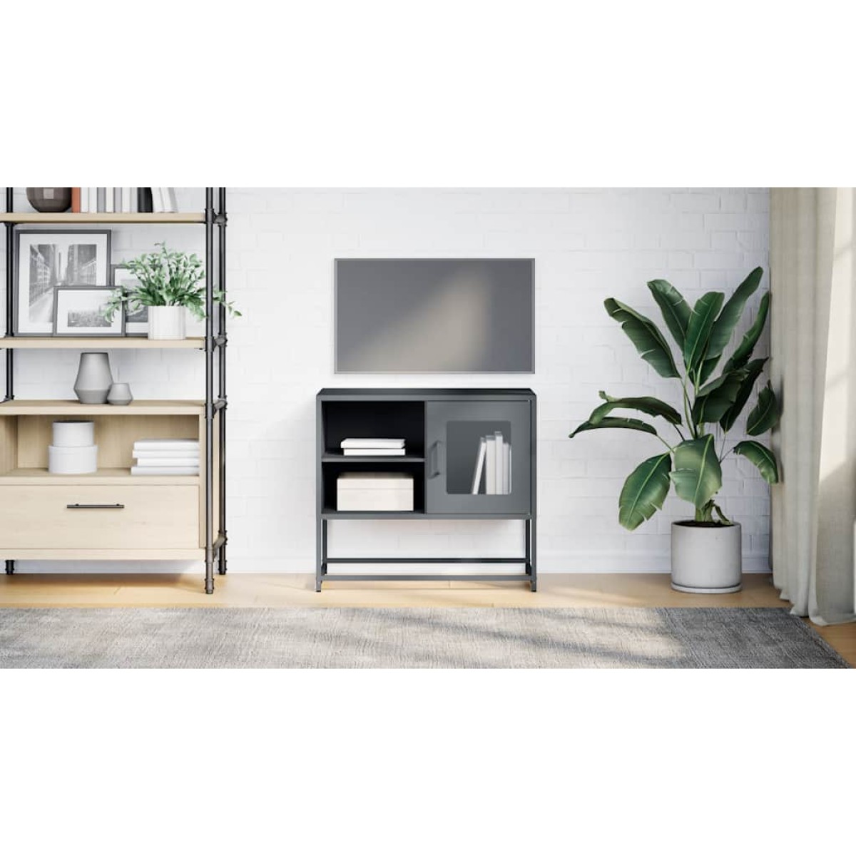 vidaXL Έπιπλο Τηλεόρασης Ανθρακί 68x39x60,5 εκ. από Χάλυβα