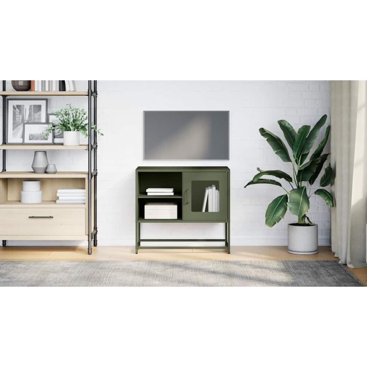 vidaXL Έπιπλο Τηλεόρασης Πράσινο Λαδί 68,5x39x60,5 εκ. από Ατσάλι