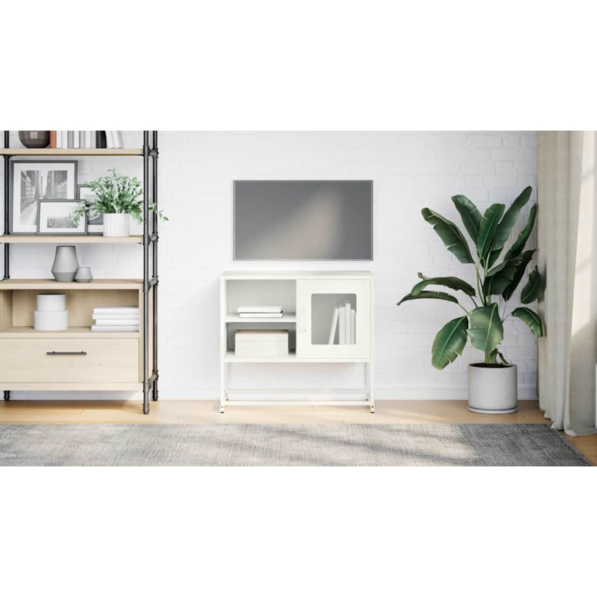 vidaXL Έπιπλο Τηλεόρασης Λευκό 68x39x60,5 εκ. από Χάλυβα