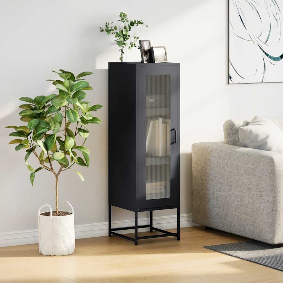 vidaXL Highboard Ανθρακί 36x39x123 cm Ατσάλι ψυχρής έλασης