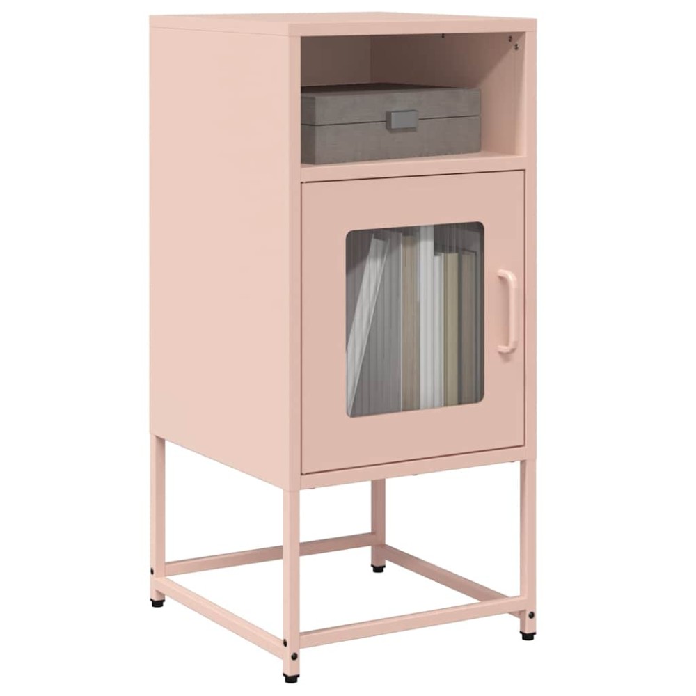 vidaXL Κομοδίνο ροζ 36x39x78 cm από χάλυβα ψυχρής έλασης