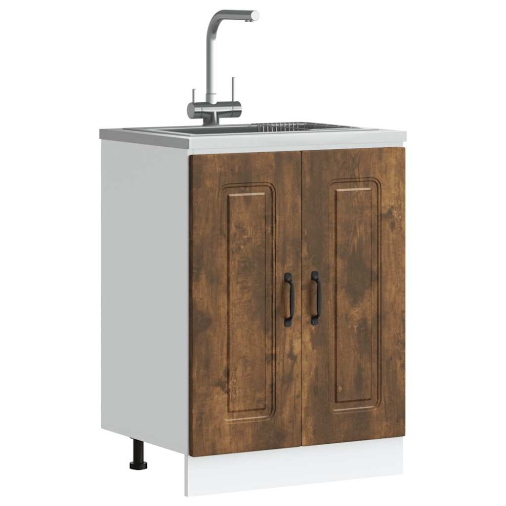 vidaXL Ντουλάπι βάσης νεροχύτη Kalmar Καπνιστή δρυς 60x46x81,5 εκ.