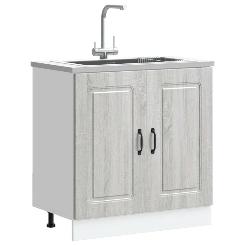 vidaXL Ντουλάπι βάσης νεροχύτη "Kalmar" Γκρι Sonoma 80x46x81,5 cm