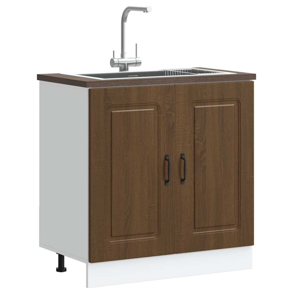 vidaXL Ντουλάπι βάσης νεροχύτη "Kalmar" Καφέ δρυς 80x46x81,5 cm