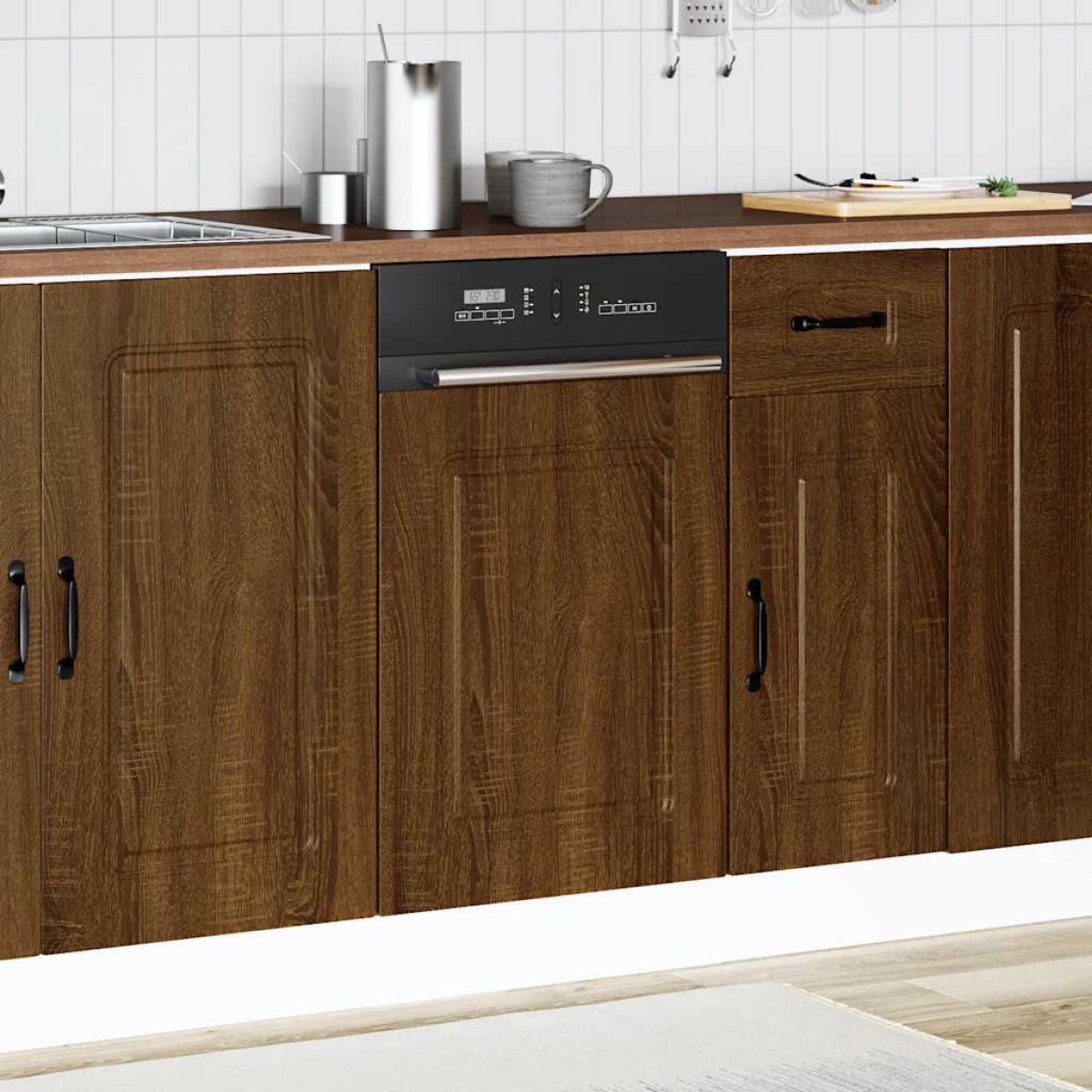 vidaXL Πίνακας πλυντηρίου πιάτων Kalmar Καφέ Δρυς 45x1,5x57 εκ.