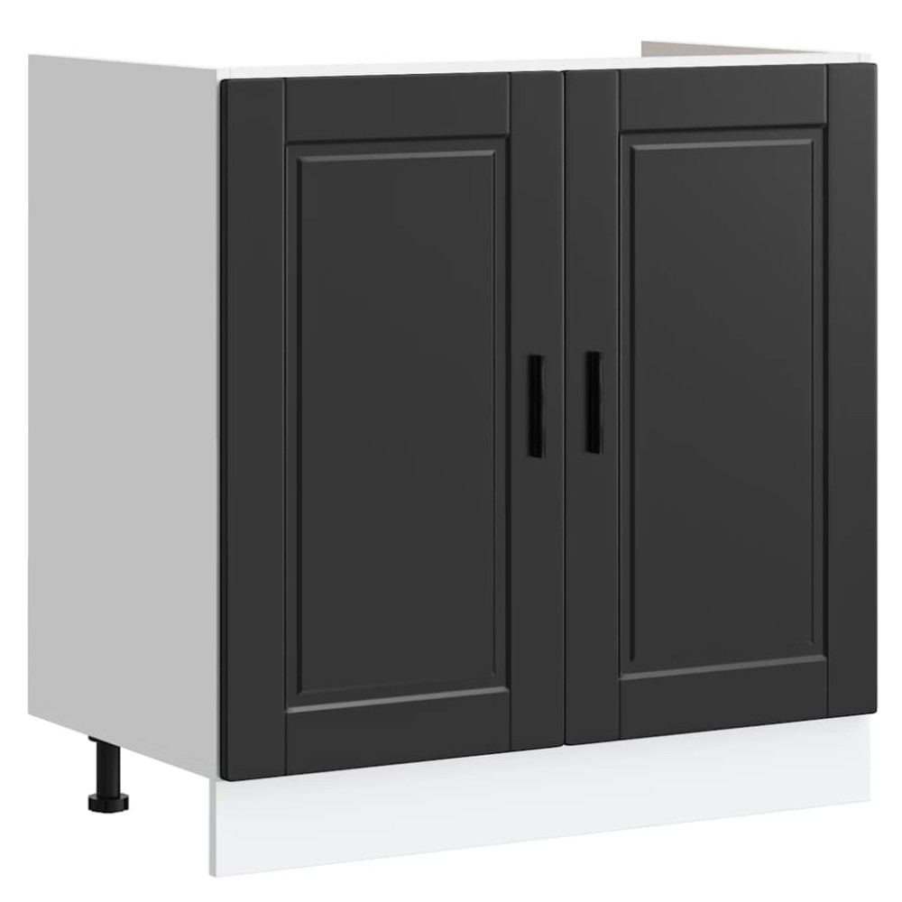 vidaXL Ντουλάπι βάσης νεροχύτη Porto Μαύρο 80x46x81,5 cm