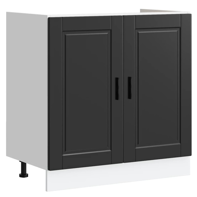vidaXL Ντουλάπι βάσης νεροχύτη Porto Μαύρο 80x46x81,5 cm