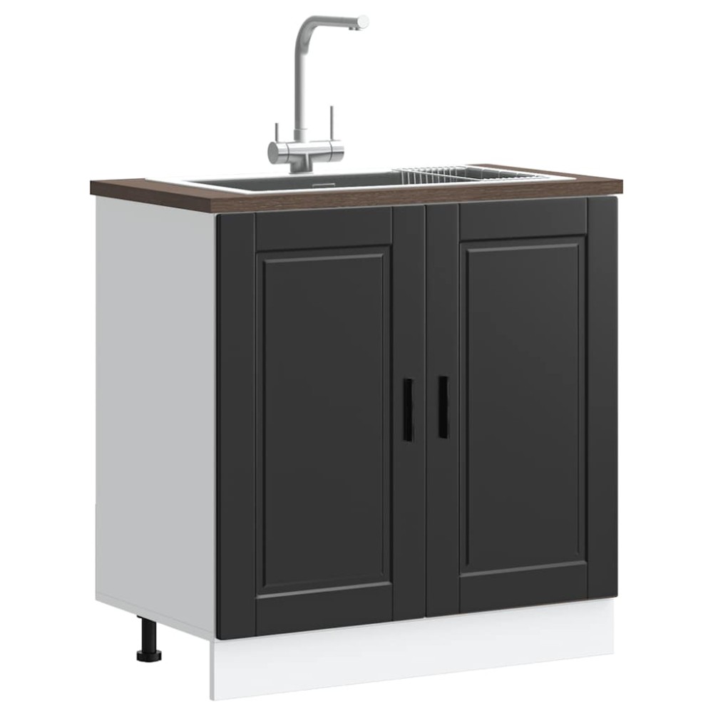 vidaXL Ντουλάπι βάσης νεροχύτη Porto Μαύρο 80x46x81,5 cm