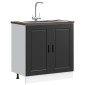 vidaXL Ντουλάπι βάσης νεροχύτη Porto Μαύρο 80x46x81,5 cm