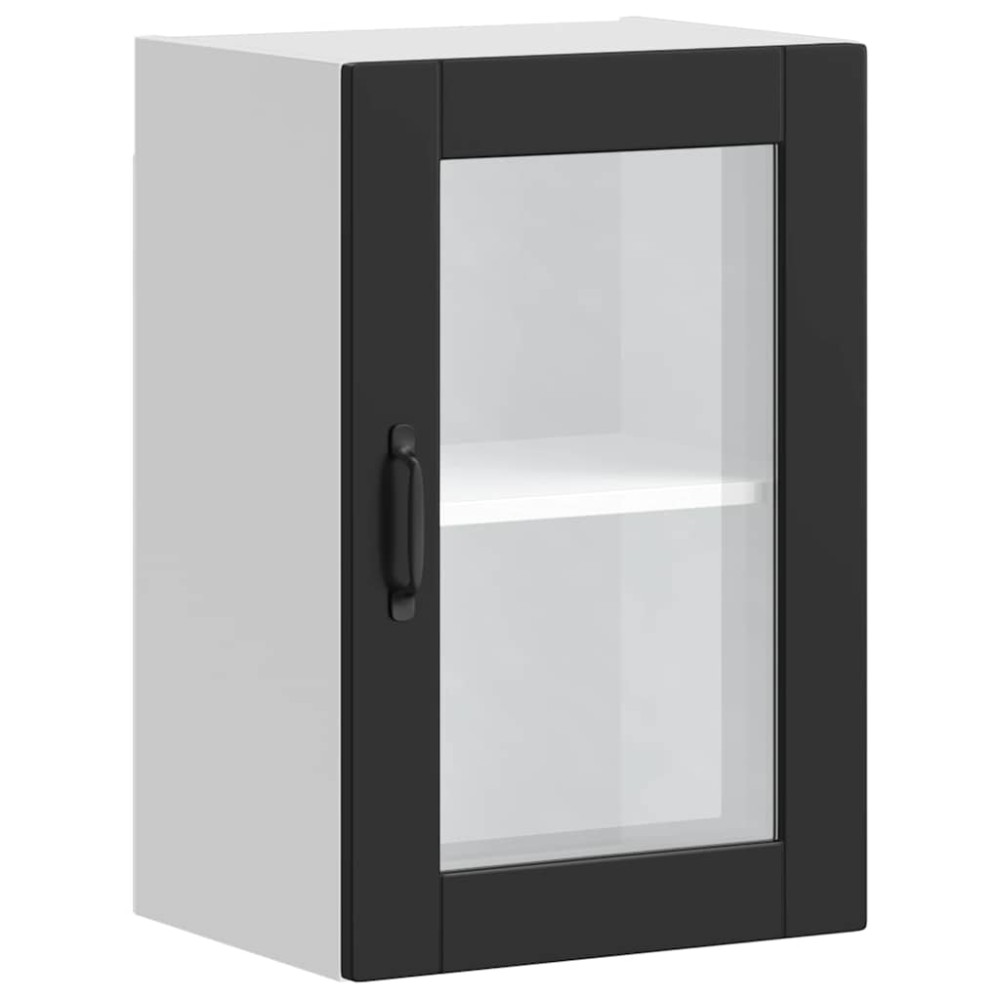 vidaXL Ντουλάπι τοίχου κουζίνας με γυάλινη πόρτα Porto Μαύρο