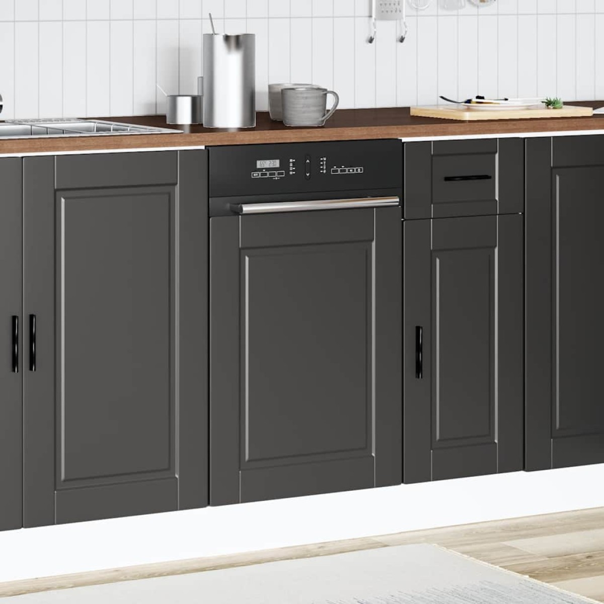 vidaXL Πίνακας πλυντηρίου πιάτων Porto Μαύρο 45x1,5x57 εκ.
