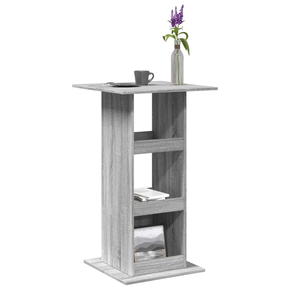 vidaXL Τραπέζι Μπαρ με Ράφια Γκρι Sonoma 60x60x102 εκ. Επεξ. Ξύλο