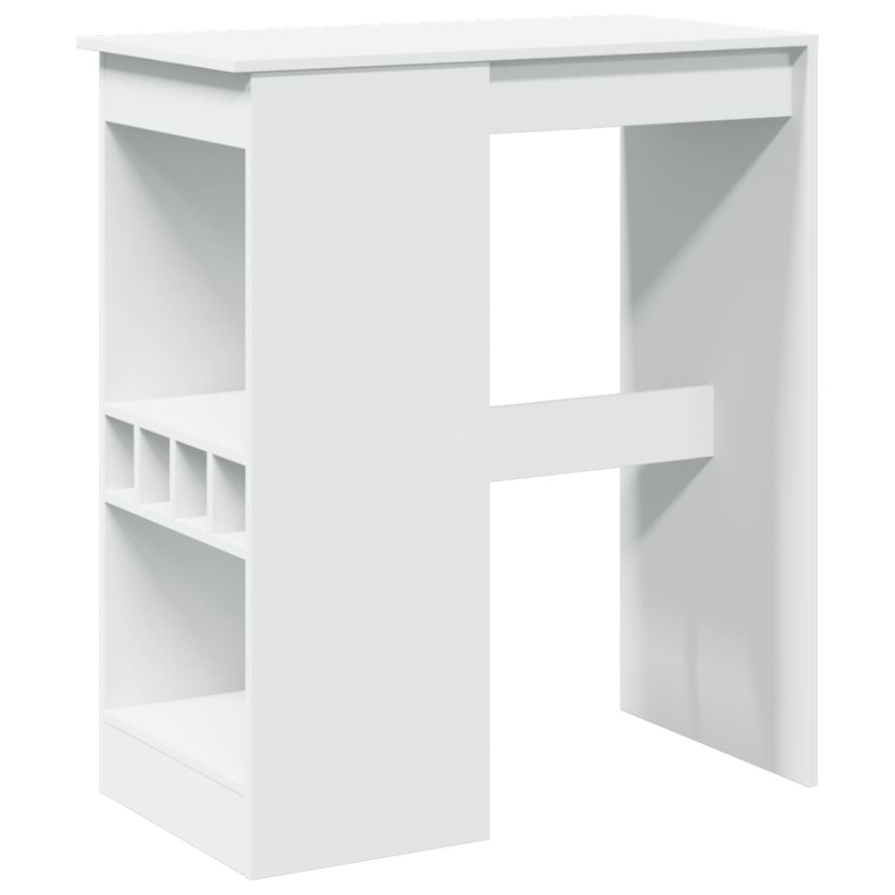 vidaXL Τραπέζι Μπαρ με Ράφια Λευκό 90x47,5x103,5 εκ. Επεξεργ. Ξύλο