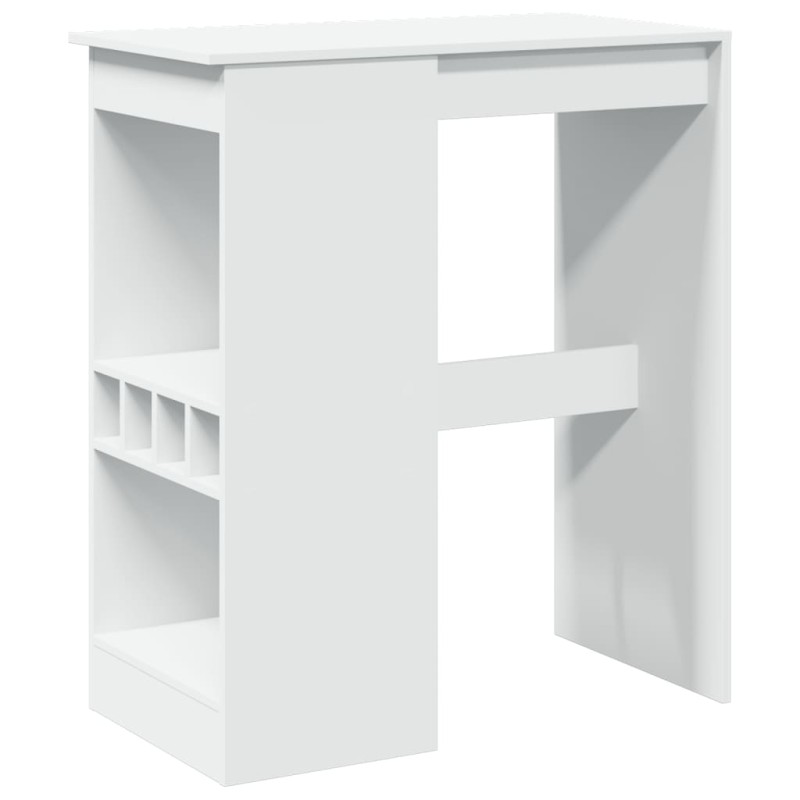 vidaXL Τραπέζι Μπαρ με Ράφια Λευκό 90x47,5x103,5 εκ. Επεξεργ. Ξύλο