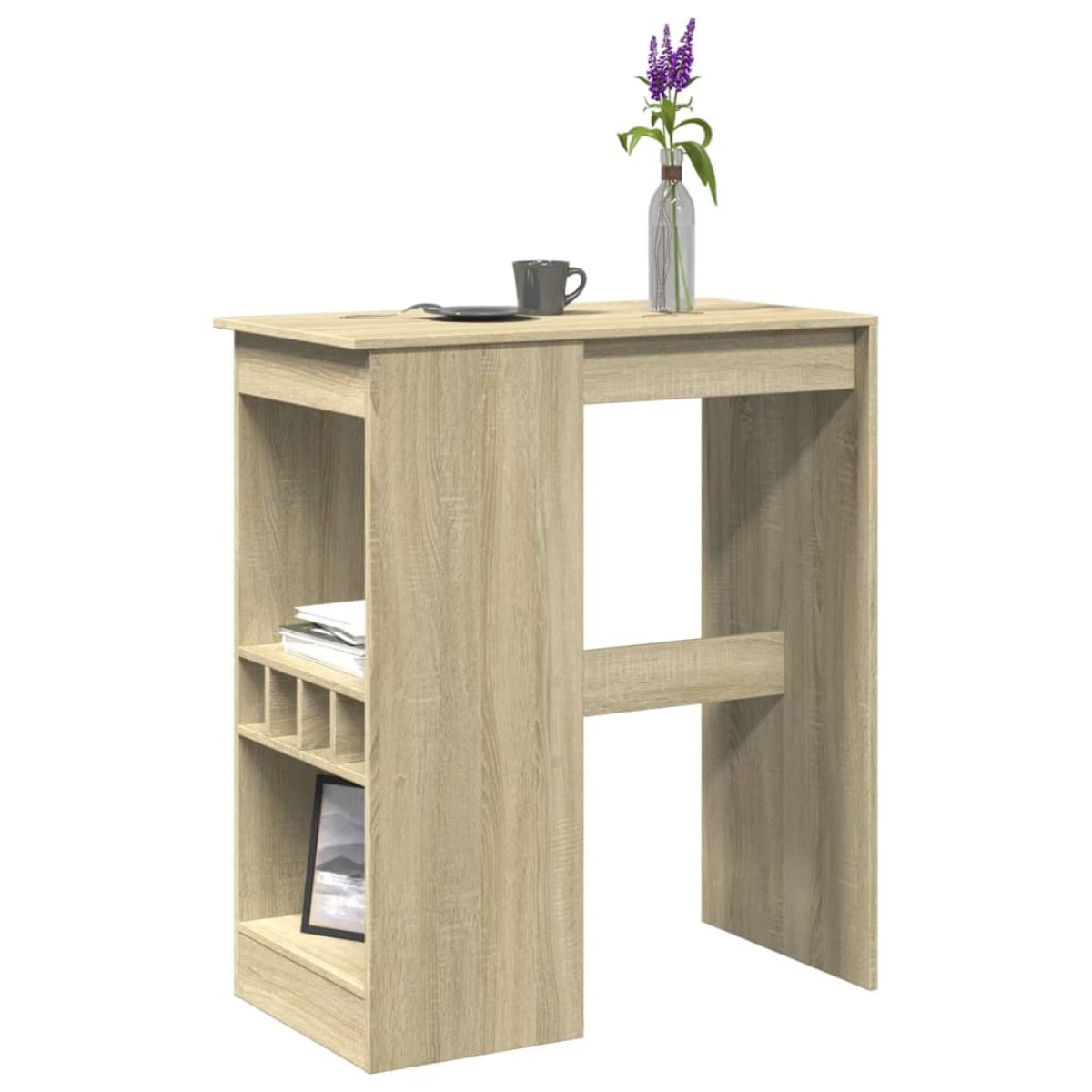 vidaXL Τραπέζι Μπαρ με Ράγες Sonoma Δρυς 90x47,5x103,5εκ Επεξεργ. Ξύλο