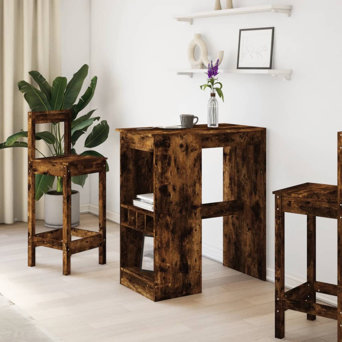 vidaXL Τραπέζι Μπαρ με Ράφια Δρυς 90x47,5x103,5 εκ. Επεξεργ. Ξύλο